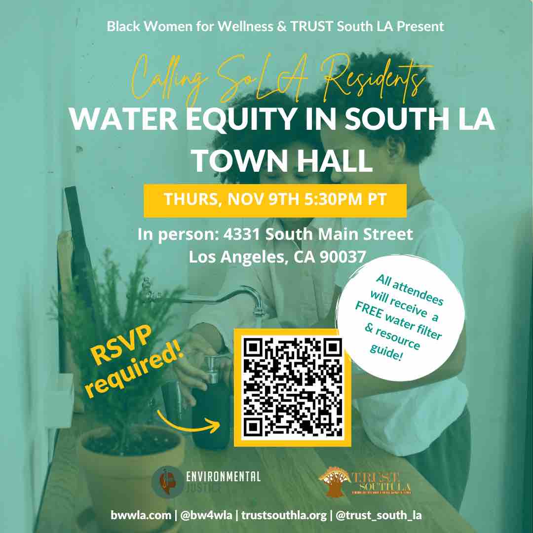 Water Equity in South LA Town Hall Event Flyer Nov 2023