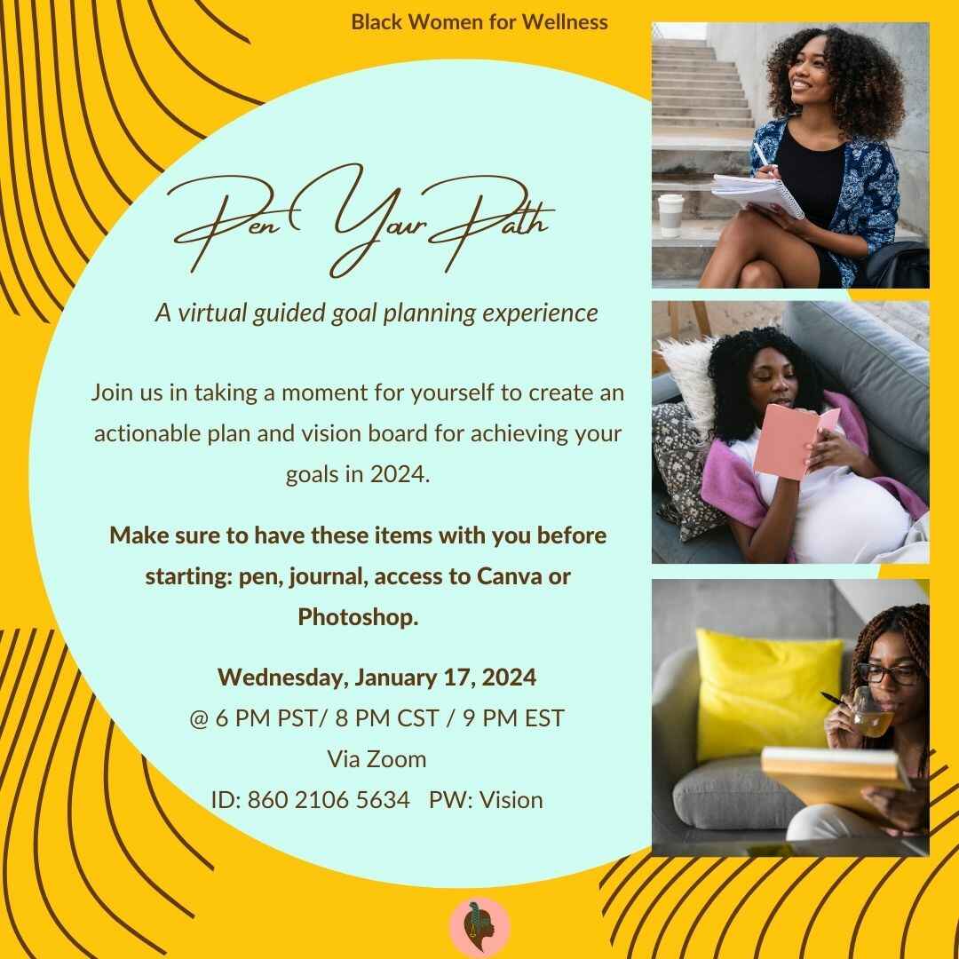 Pen Your Path Sisters in Motion Event Flyer