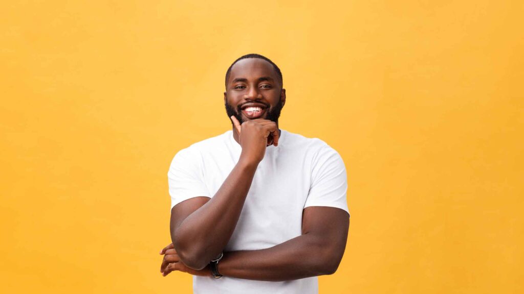 Young black man smiling