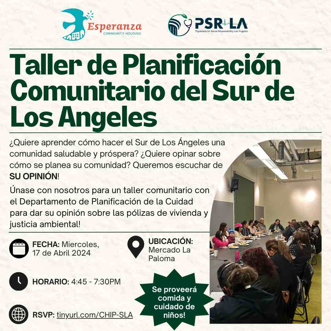 South LA Community Planning Workshop Flyer en Español