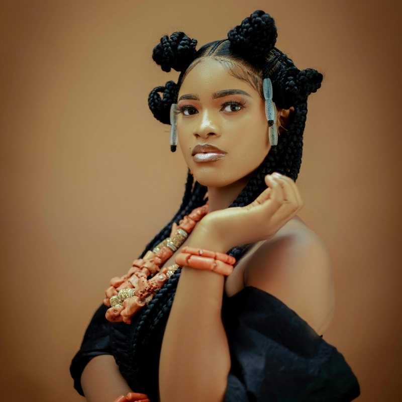 Photo of a beautiful, young black woman with braids