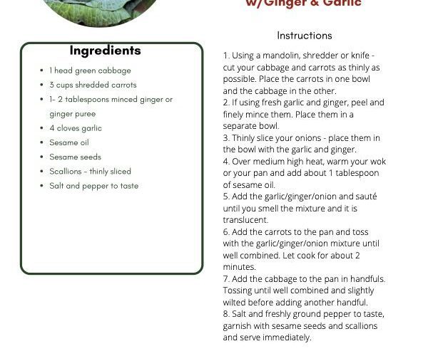 Angel Hair Cabbage & Carrots with Ginger and Garlic