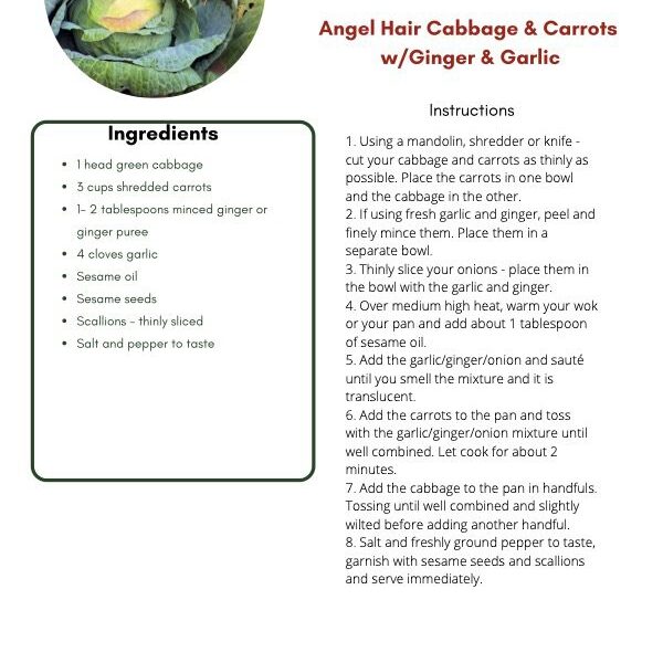 Angel Hair Cabbage & Carrots with Ginger and Garlic