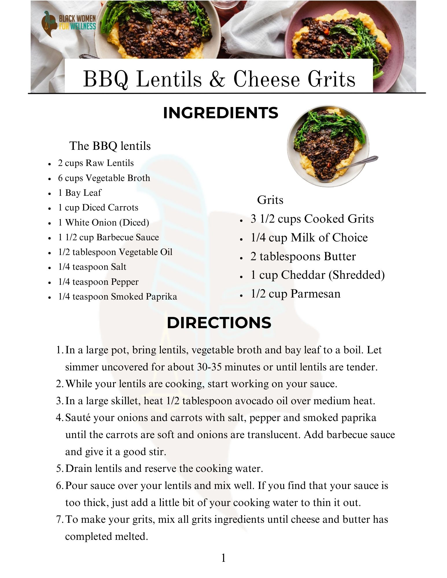 BBQ Lentils & Cheese Grits Recipe