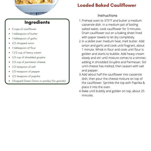 Loaded Baked Cauliflower Recipe
