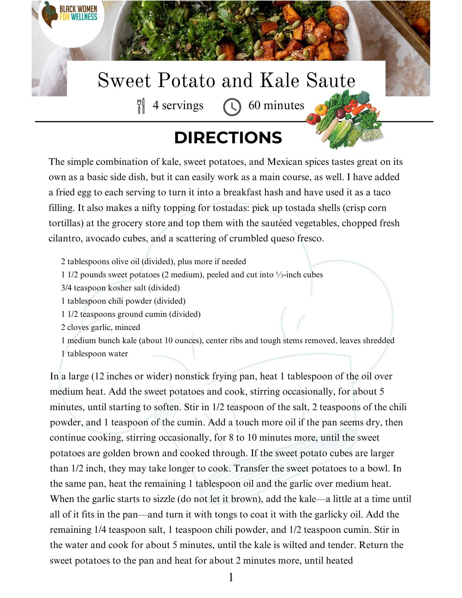 Sweet Potato and Kale Saute Recipe