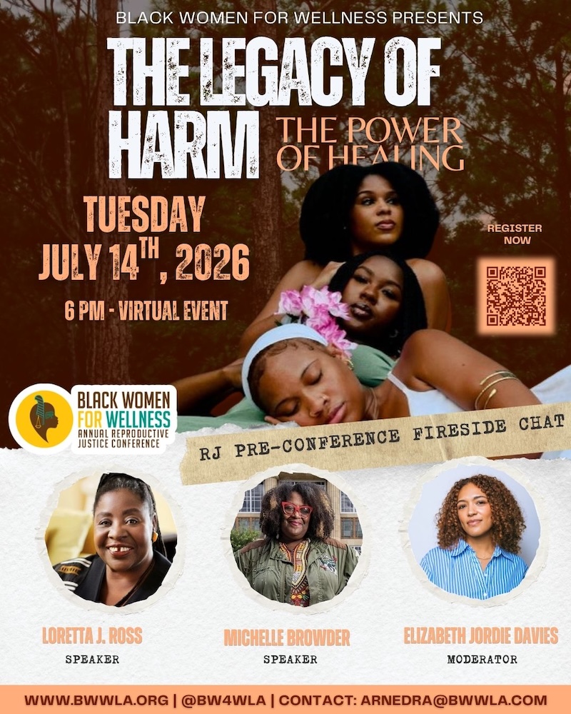 Reproductive Justice 2026 Pre-Conference Fireside Chat Flyer